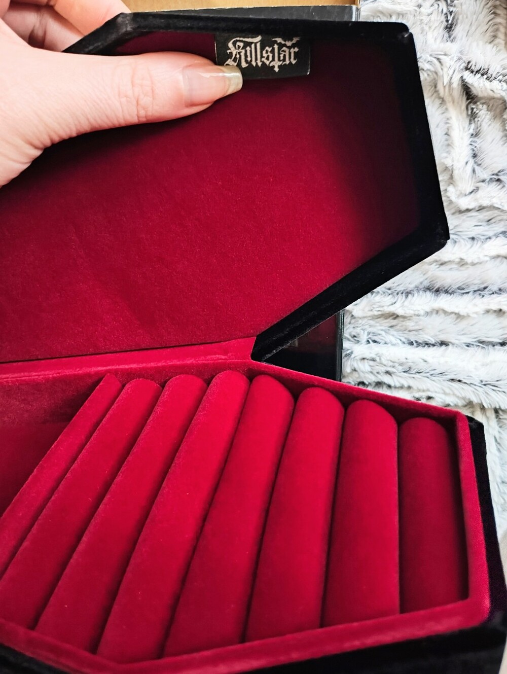 Killstar Black Velvet Coffin Jewelry Casket with Red Velvet Interior - Picture 4 of 5